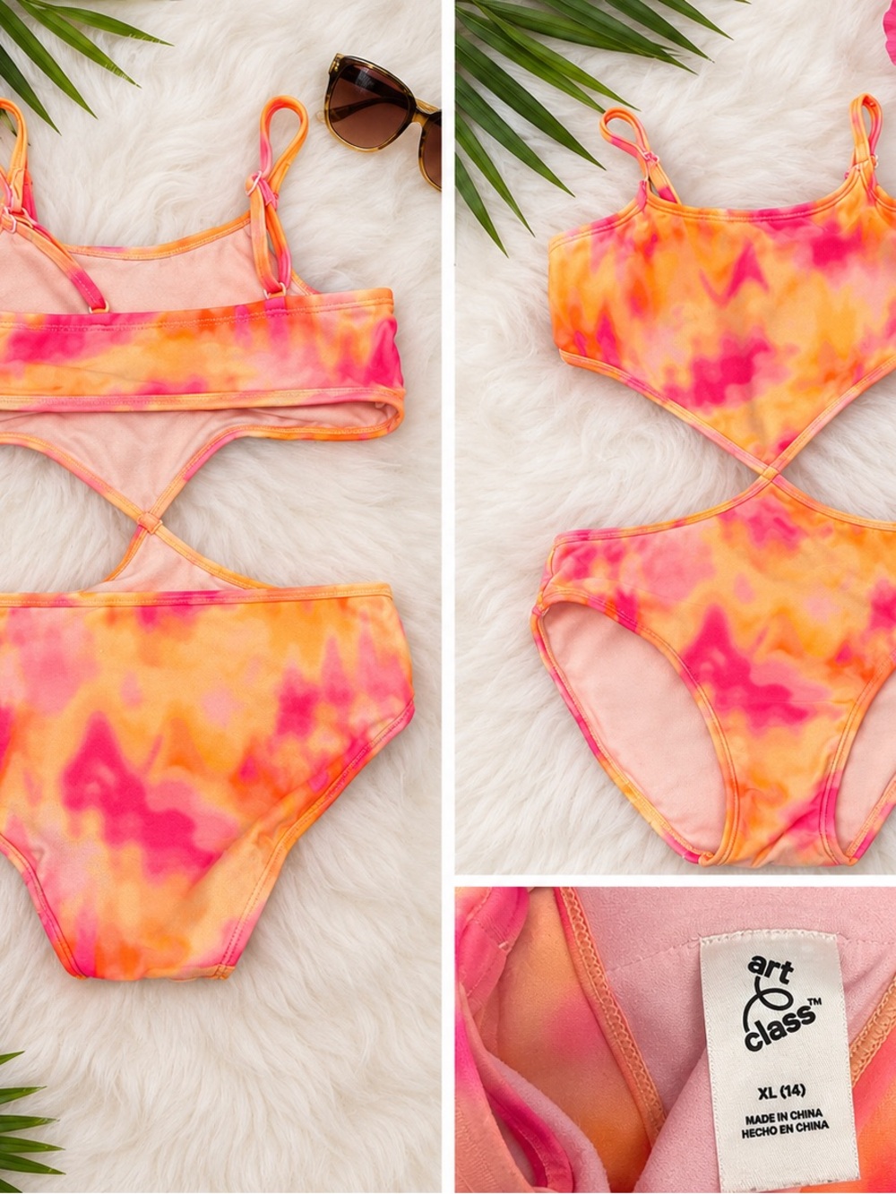 art class Pink & Orange Tie-Dye One-Piece Swimsuit